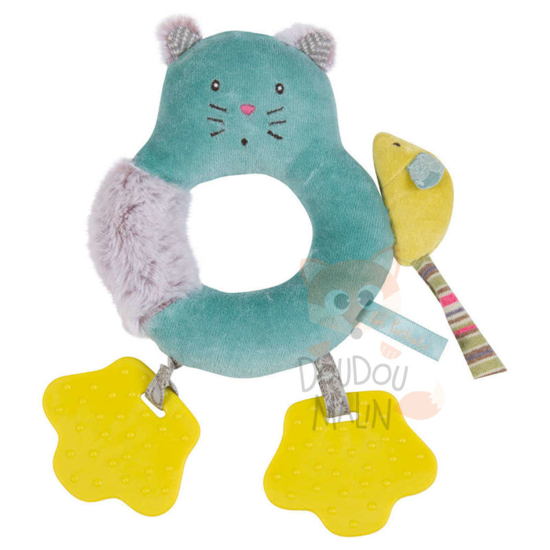  les pachats ring rattle cat mouse green 